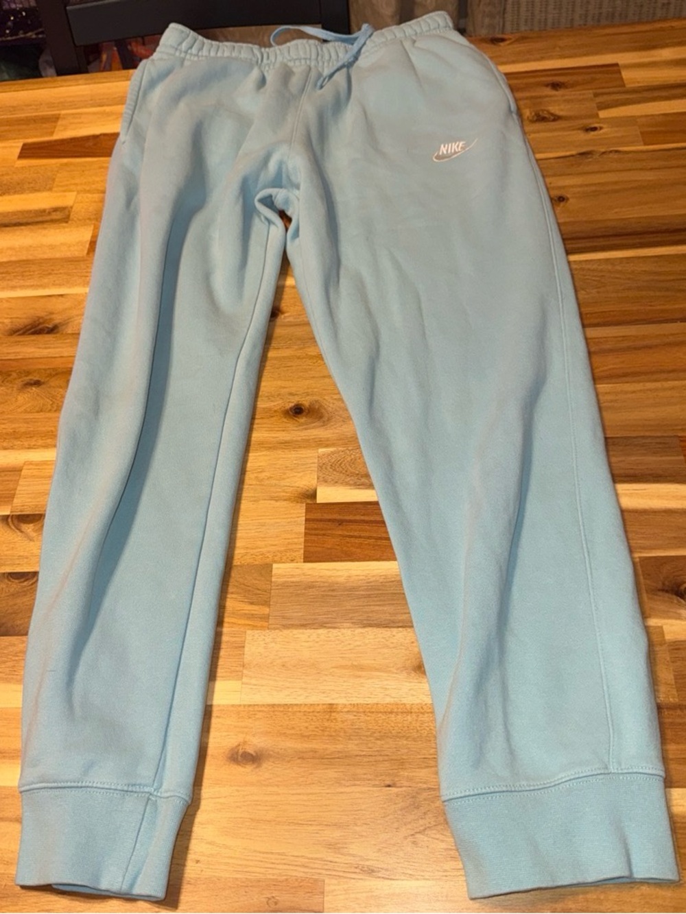 Nike Light Blue Fleece Joggers with White Swoosh